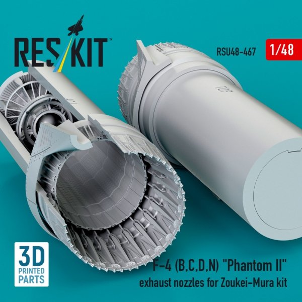 RESKIT RSU48-0467 F-4 (B, C, D, N) "Phantom II" exhaust nozzles for Zoukei-Mura kit (3D Printed) (1/48)