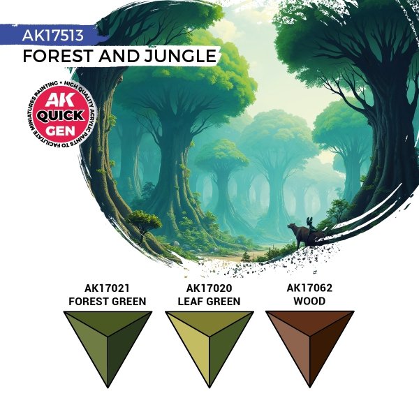 AK Interactive AK17513 FOREST AND JUNGLE – QUICK GEN SET 3x18ml