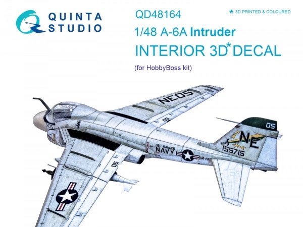 Quinta Studio QD48164 A-6A Intruder 3D-Printed &amp; coloured Interior on decal paper (for HobbyBoss kit) 1/48