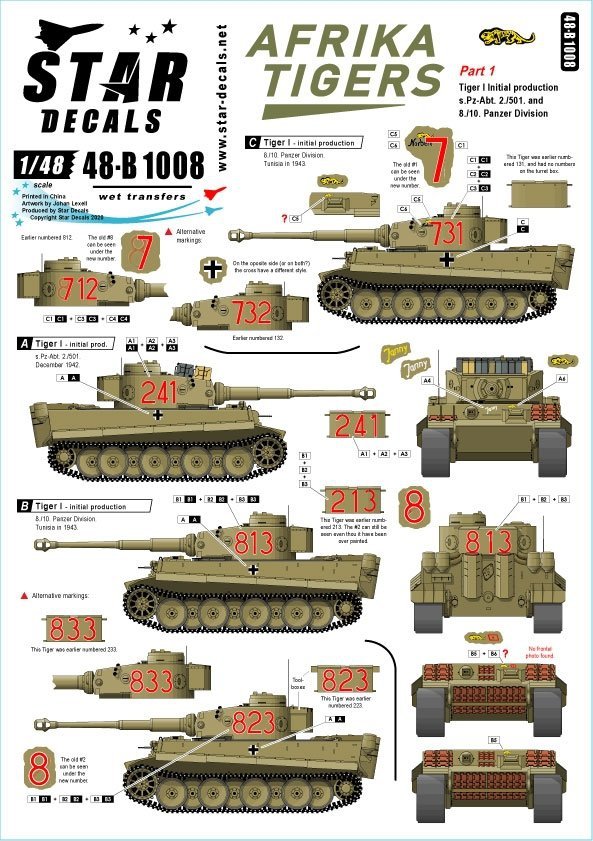 Star Decals 48-B1008 Afrika Tigers. Tigers in Tunisia 1942-43 1/48