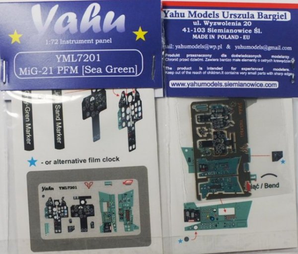 Yahu YML7201 MiG-21 PFM Sea Green (RV) 1:72