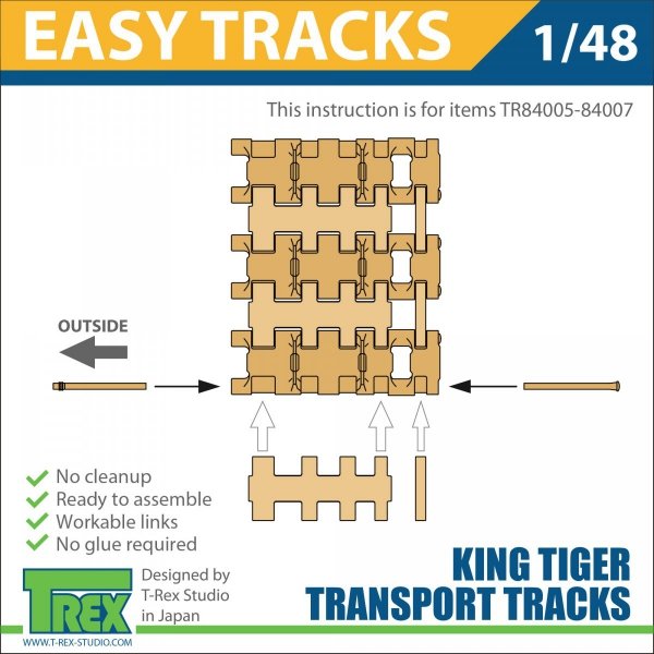 T-Rex Studio TR84007 King Tiger Transport Tracks Pattern 2 1/48