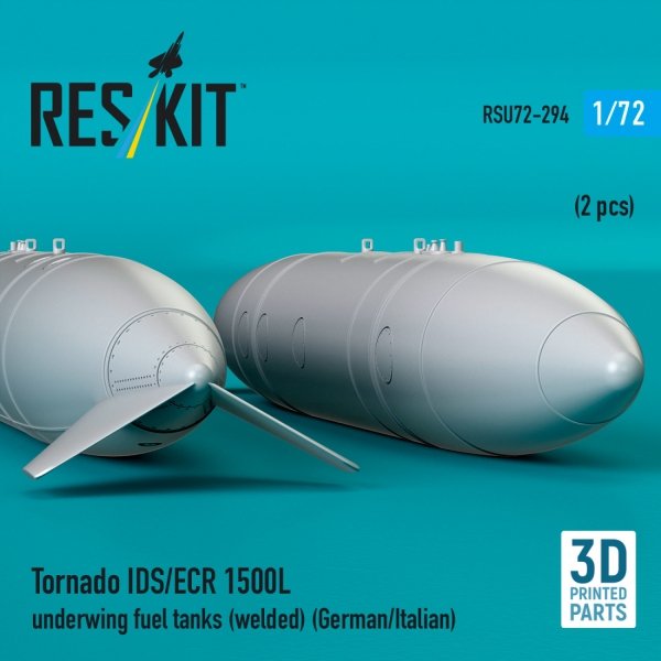 RESKIT RSU72-0294 Tornado IDS/ECR 1500L underwing fuel tanks (welded) (German/Italian) (2 pcs) (3D Printed) (1/72)