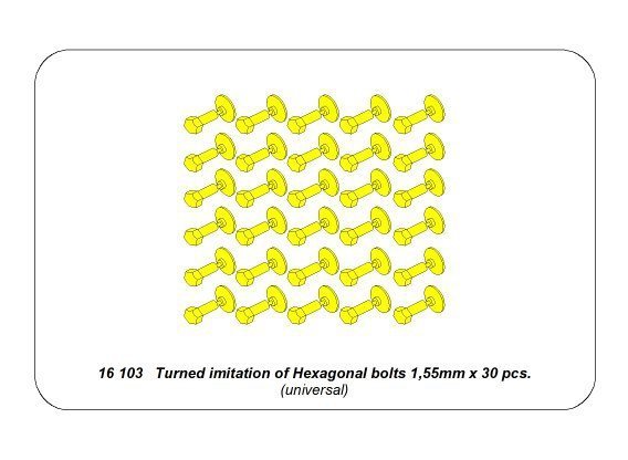 Aber 16103 Turned imitation of Hexagonal bolts 1,55mm x 30pcs. (1:16)