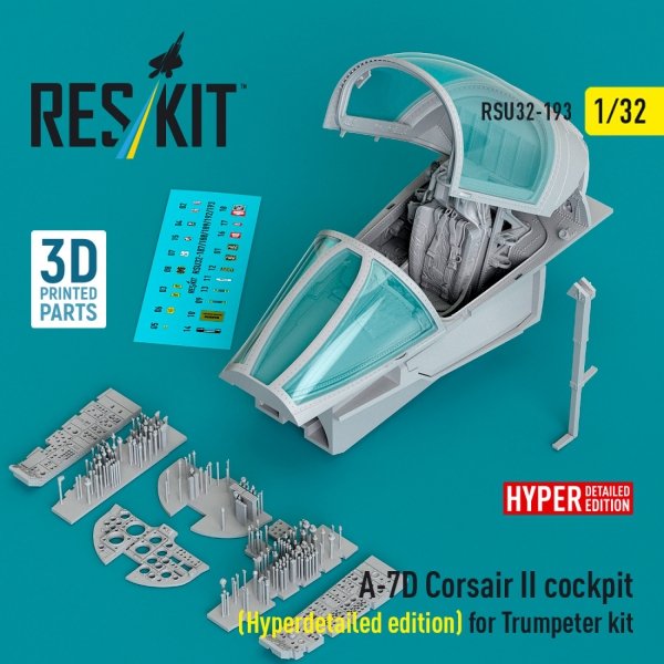 RESKIT RSU32-0193 A-7D Corsair II cockpit (Hyperdetailed edition) for Trumpeter kit (3D Printed) (1/32)
