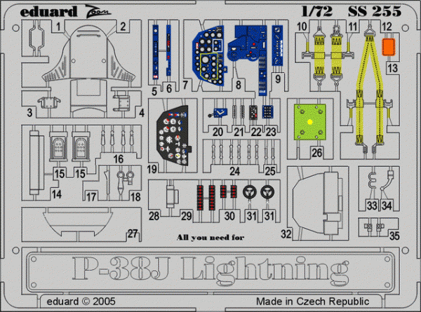 Eduard SS255 P-38J 1/72 ACADEMY MINICRAFT