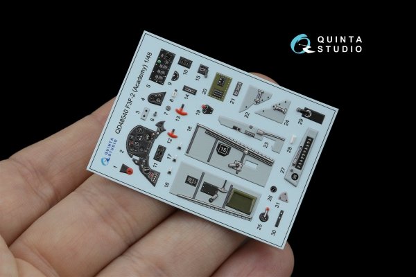 Quinta Studio QD48540 F3F-2 3D-Printed &amp; coloured Interior on decal paper (Academy/Accurate Miniatures) 1/48