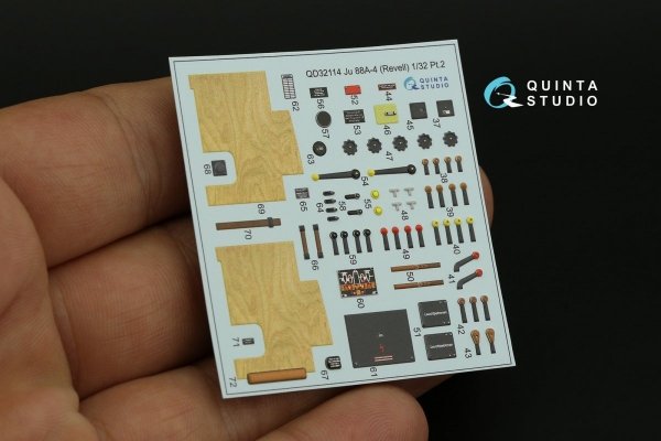 Quinta Studio QD32114 Ju 88A-4 3D-Printed &amp; coloured Interior on decal paper ( Revell ) 1/32