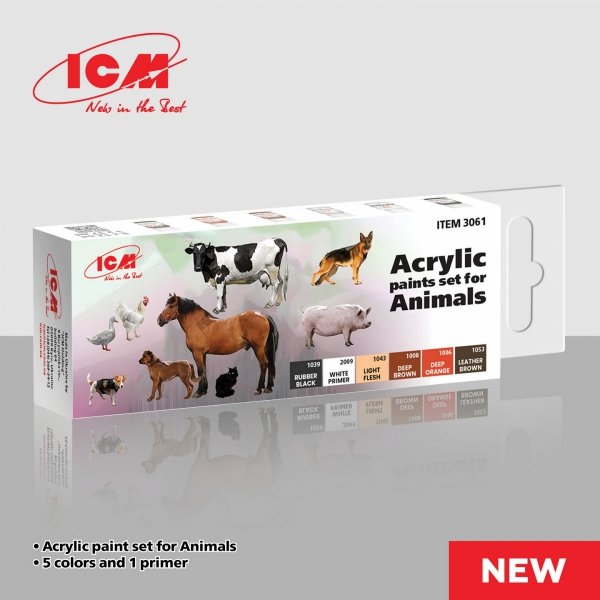 ICM 3061 Acrylic paints set for Animals 12 ml х 6