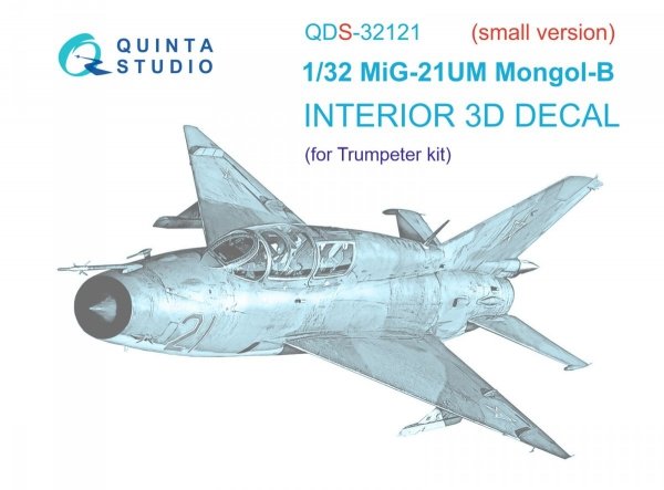 Quinta Studio QDS-32121 MiG-21UM 3D-Printed &amp; coloured Interior on decal paper (Trumpeter) (Small version) 1/32