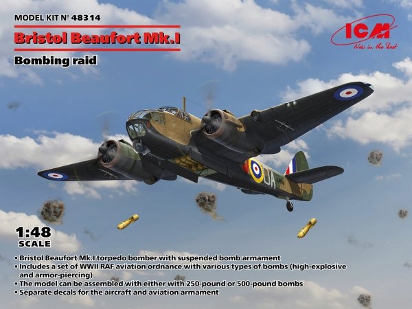 ICM 48314 Bristol Beaufort Mk.I. Bombing raid 1/48