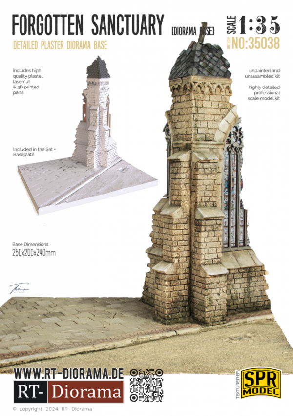 RT-Diorama 35038 Diorama Base: Small Church Corner &quot;Forgotten Sanctuary&quot; 1/35