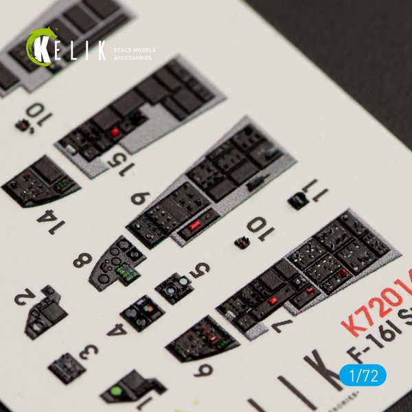 KELIK K72016 F-16I &quot;SUFA&quot; INTERIOR 3D DECALS FOR KINETIC KIT 1/72