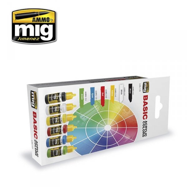 AMMO of Mig Jimenez 7178 BASIC ACRYLIC COLORS 6x17ml