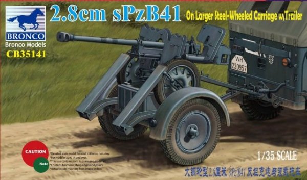 Bronco CB35141 2.8cm sPzB41 on Larger Steel-Wheeled Cariage (1:35)