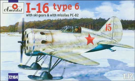 A-Model 72164 Polikarpov I-16 tpe 6 with ski gearsand missiles PC-82 1:72