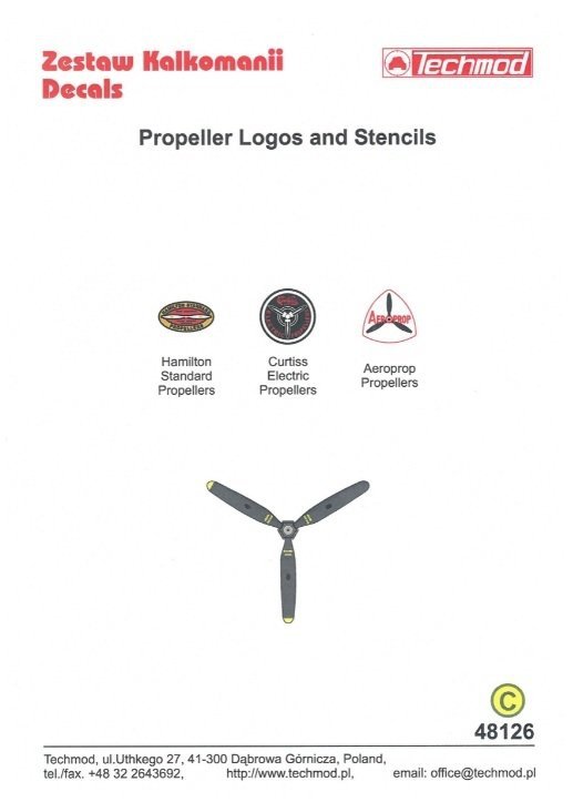 Techmod 48126 Propeller Stencils 1/48