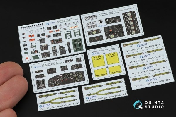 Quinta Studio QD48542 Boeing B-17F 3D-Printed &amp; coloured Interior on decal paper (HK models, Eduard) 1/48