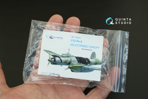 Quinta Studio QC72001 Pe-2 vacuformed clear canopy (for 7283 Zvezda kit) 1/72