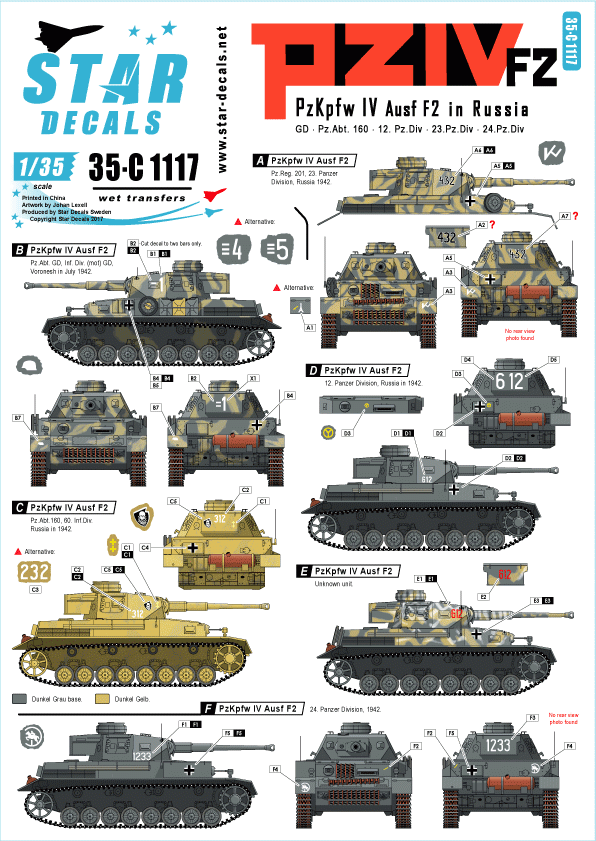 Star Decals 35-C1117 PzKpfw IV F2 in Russia 1/35