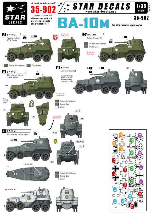 Star Decals 35-902 BA-10M in German service 1/35