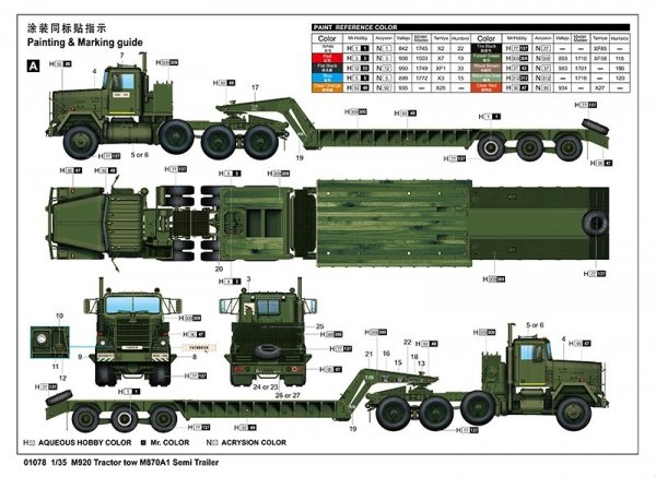 Trumpeter 01078 M920 Tractor tow with M870A1 semitrailer 1/35