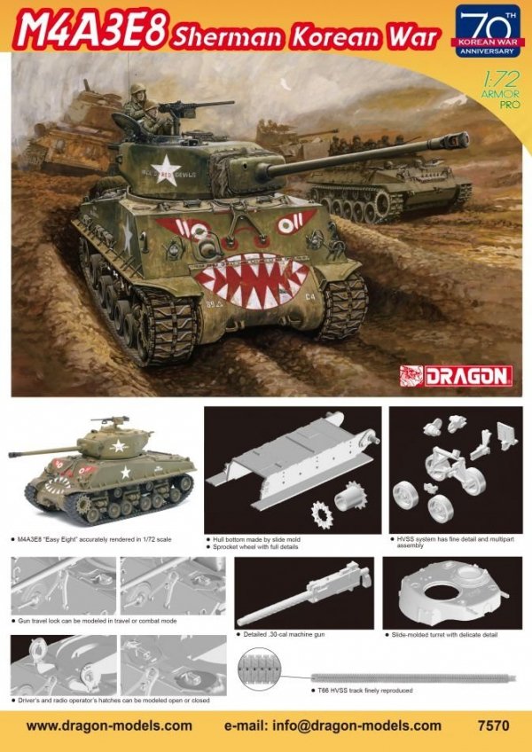 Dragon 7570 M4A3E8 Sherman Korean War 1/72