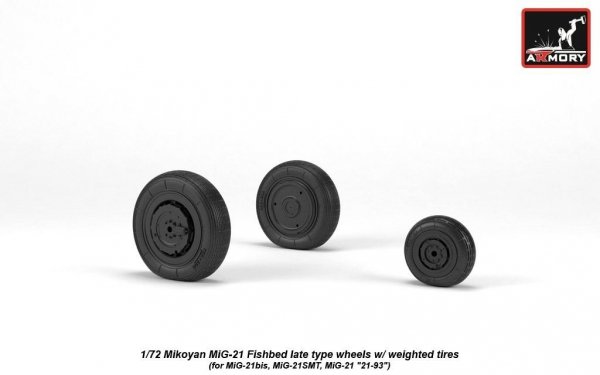 Armory Models AW72050 Mikoyan MiG-21 Fishbed wheels w/ weighted tires, late 1/72