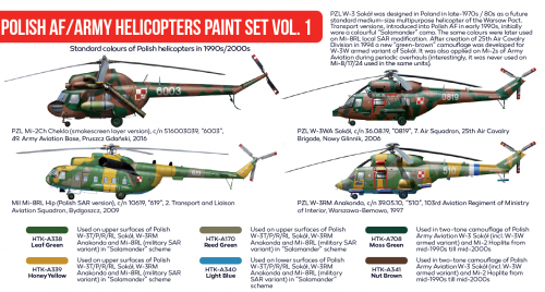 Hataka HTK-AS116 Polish AF / Army Helicopters paint set vol. 1 6x17 ml