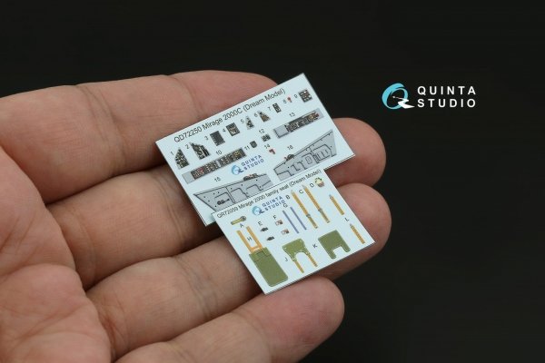 Quinta Studio QD72250 Mirage 2000C 3D-Printed &amp; coloured Interior on decal paper (Dream Model) 1/72