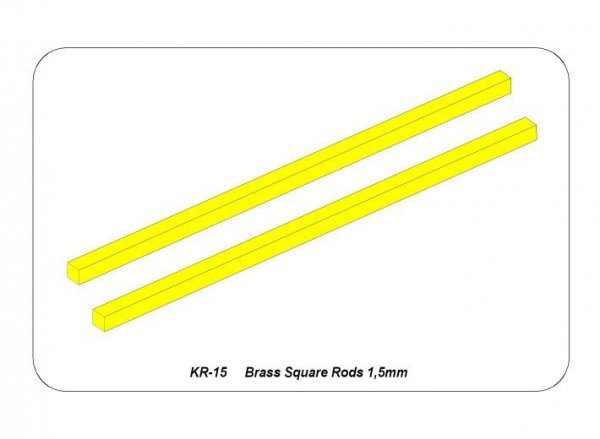 Aber KR15 KR-15 Kwadratowe prety mosiężne 1,5mm długość 245mmx2