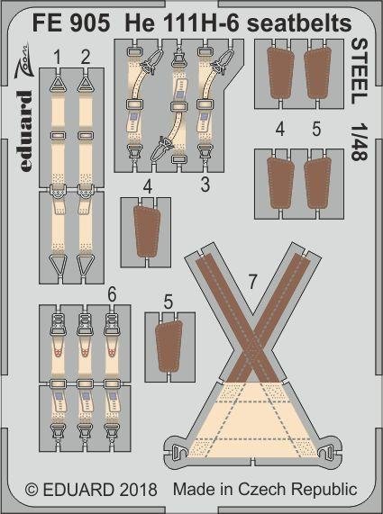 Eduard FE905 He 111H-6 seatbelts STEEL ICM 1/48