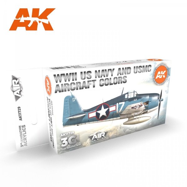 AK Interactive AK11729 WWII US NAVY &amp; USMC AIRCRAFT COLORS 6x17 ml