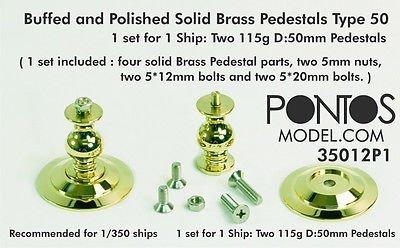 Pontos 35012P1 Buffed and Polished Solid Brass Pedestals Type 50 for Ship models