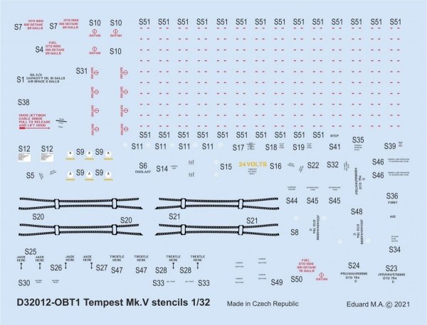 Eduard D32012 Tempest Mk.V stencils SPECIAL HOBBY/REVELL 1/32