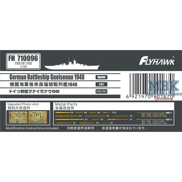 FlyHawk Model FH710096 Gneisenau 1940 PE Sheets (Flyhawk FH1149) 1/700