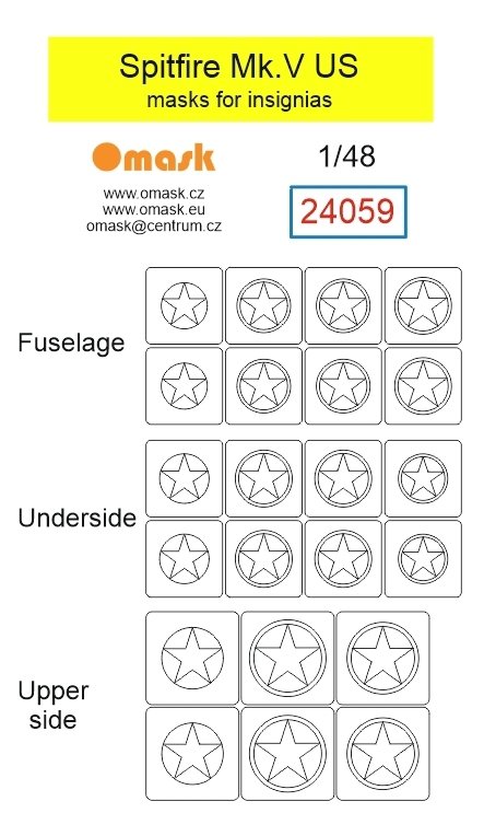 Omask 24059 Spitfire Mk.V US masks for insignias 1/48