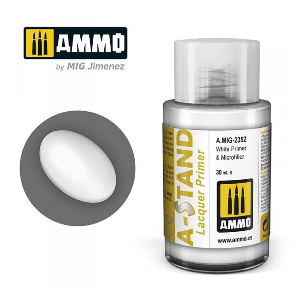 Ammo of Mig 2352 A-STAND White Primer &amp; Microfiller 30ml