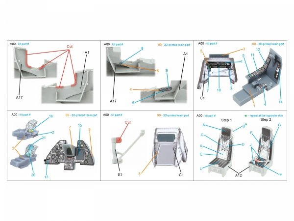 Quinta Studio QD+72252 Ka-50 (black panels) 3D-Printed &amp; coloured Interior on decal paper (HobbyBoss/ARK) (with 3D-printed resin parts) 1/72