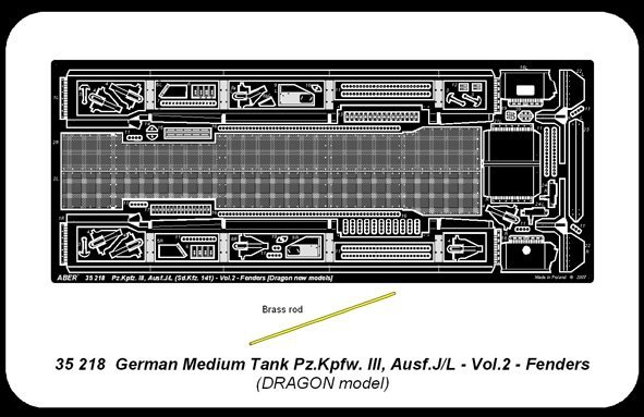 Aber 35218 German medium tank Pz.Kpfw. III, Ausf J/L - vol. 2 - additional set - fenders (1:35)