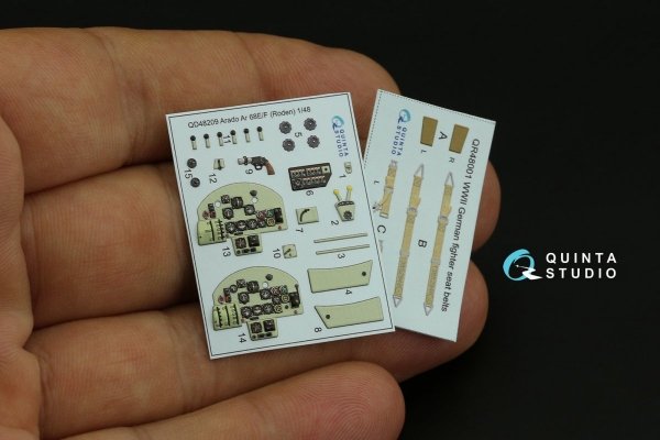 Quinta Studio QD48209 Arado Ar 68 E/F 3D-Printed &amp; coloured Interior on decal paper (Roden) 1/48
