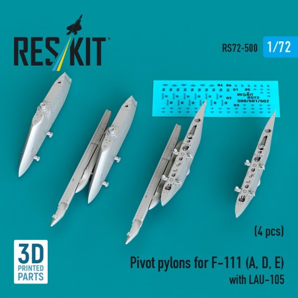 RESKIT RS72-0500 Pivot pylons for F-111 (A,D,E) with LAU-105 (4 pcs) (1/72)