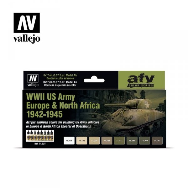 Vallejo 71625 WWII US Army Europe &amp; North Africa 1942-1945 8x17ml