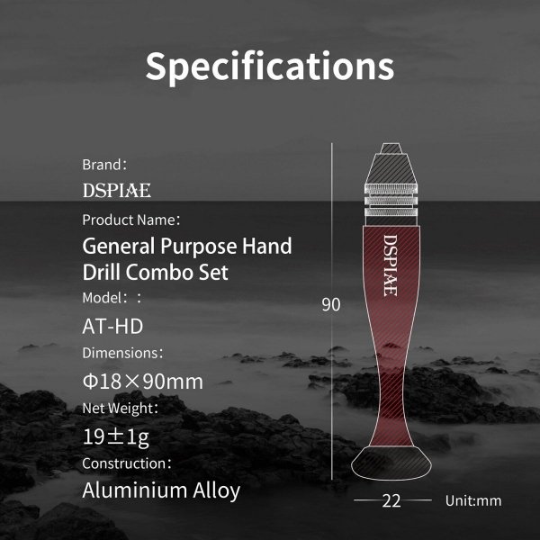 DSPIAE AT-VHDS Aluminum Alloy Hand Drill 0.3-3.2mm / wiertarka z wiertłami