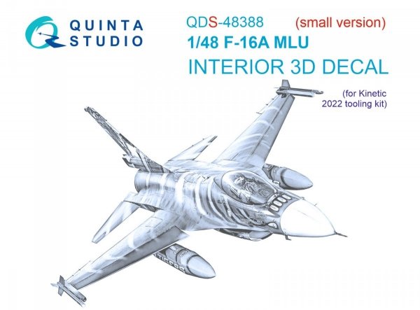 Quinta Studio QDS-48388 F-16A MLU 3D-Printed &amp; coloured Interior on decal paper (Kinetic) (Small version) 1/48