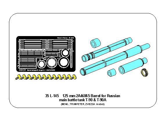 Aber 35L-145 125mm 2A46M-5 Barrel for Russian Tank T-90 T-90A (1:35)