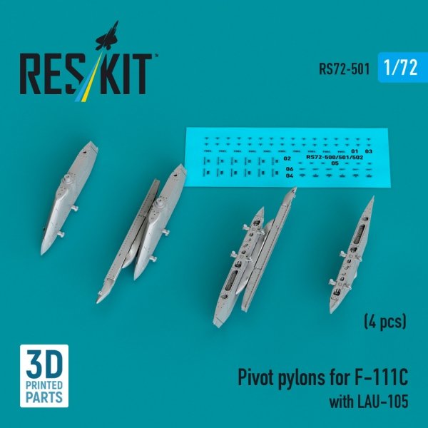 RESKIT RS72-0501 Pivot pylons for F-111C with LAU-105 (4 pcs) (1/72)