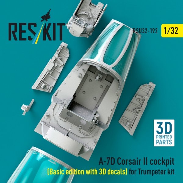 RESKIT RSU32-0192 A-7D Corsair II cockpit (Basic edition with 3D decals) for Trumpeter kit (3D Printed) (1/32)