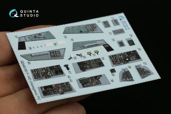 Quinta Studio QD48180 F-14D 3D-Printed &amp; coloured Interior on decal paper (Hasegawa) 1/48
