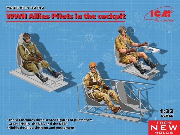 ICM 32112 WWII Allies Pilots in the cockpit (British, American, Soviet) 1/32